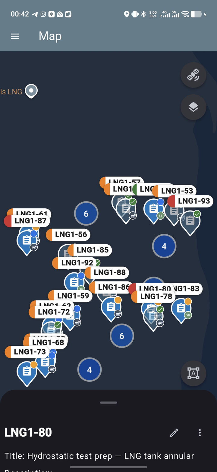 Digital Specialist task management on a map — task pins, clusters and priorities