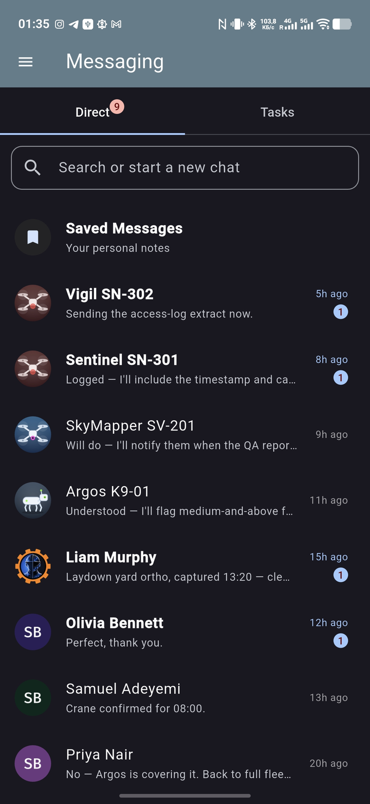 Digital Specialist messaging — direct chats with teammates and AI agents